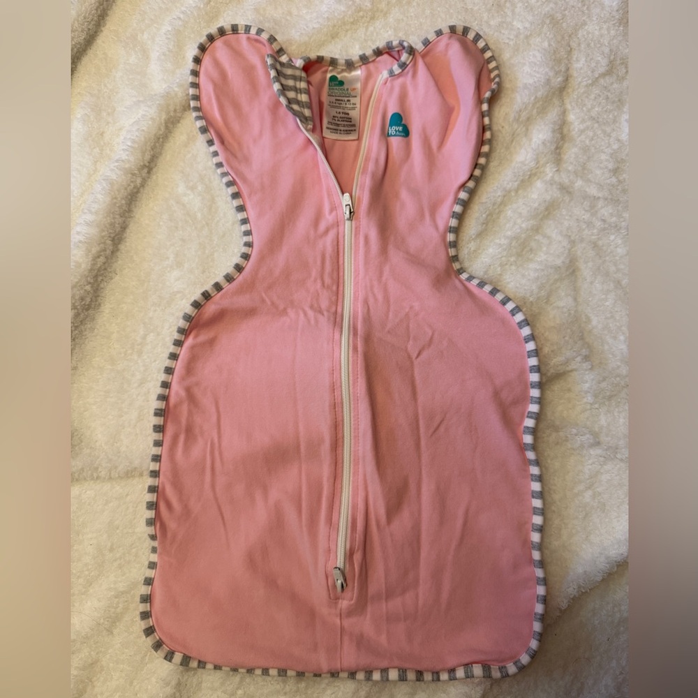 Love to Dream Pink Swaddle Up Original with Zipper & Striped Trim
